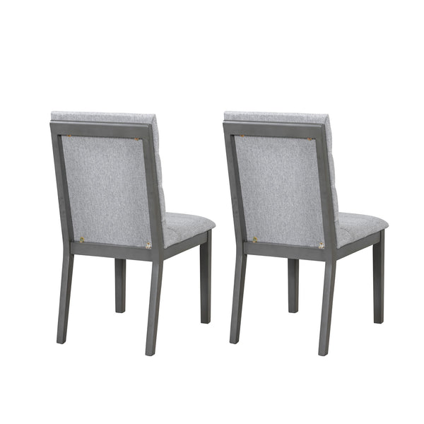 English Elm Oak Tufted Gray Dining Chairs Set of 2 — Oak Gray Fabric, High-Density Foam, Lumbar Support, Compact Elegance N842P299015G