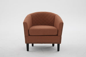 English Elm chair Quilted Diamond-Back Accent Chair with Nailhead Trim, Soft Tactile Upholstery & Solid Wood Legs Orange W3515P327004