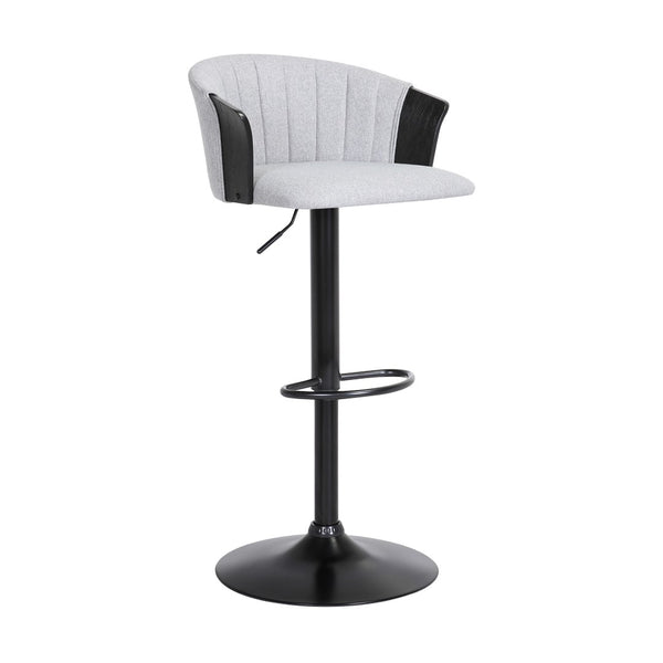 English Elm Lydia Swivel Adjustable Barstool Upholstered Fabric Seat with Black Wood Frame Gray B2736P464835