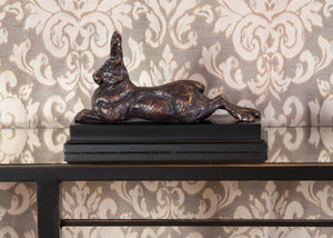 Wildwood Rabbit Antique Bronze Patina Sculpture On Black Base — 7.5" H Cast Alloy Decor For Mantel, Shelf 292092