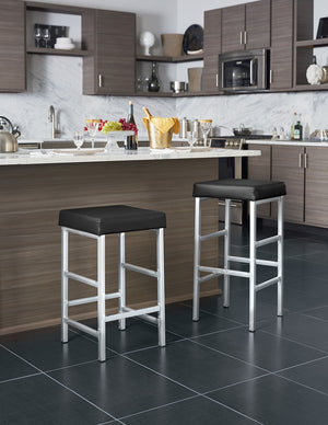 OSP Home Furnishings 26" Polished Chrome Backless Stool Black