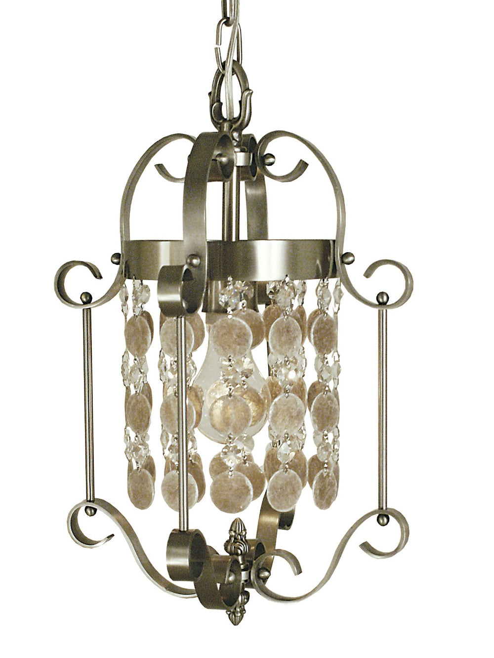 Framburg 1-light Mini Chandelier With Crystal And Mica Strands For Warmth And Elegance In Any Space Brushed Nickel Metal 2921 Bn
