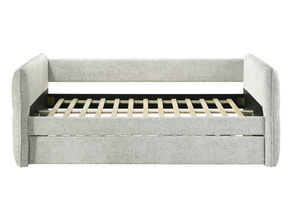 English Elm Luxurious Modern Daybed with Pull-Out Trundle, Button Tufted Upholstery and Nailhead Trim Comfort Elegance Light Gray 41.75 L x 41.63 W x 6.38 H B011S01715