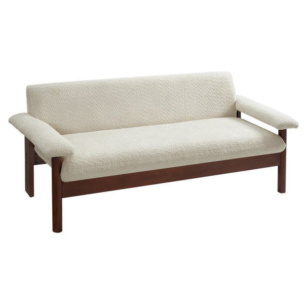 English Elm Modern Berber Fleece 2 Seat Loveseat Rubberwood Base Plush Armrest Couch for Apartments N763S000050A