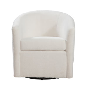 English Elm Oaklynn Barrel Swivel Accent Chair in Durable Performance Fabric — Stain-Resistant, 360° Comfort Ivory B050P281009