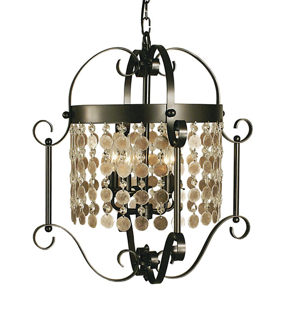 Framburg 5-light Stunning Dining Chandelier With Mica And Crystal Strands For Warm Inviting Ambiance Mahogany Bronze Metal 2924 Mb
