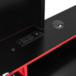 English Elm Full Size Gaming Loft Bed with Rgb Lighting Built-in Desk and Usb Charging Ports LT000275AAJ