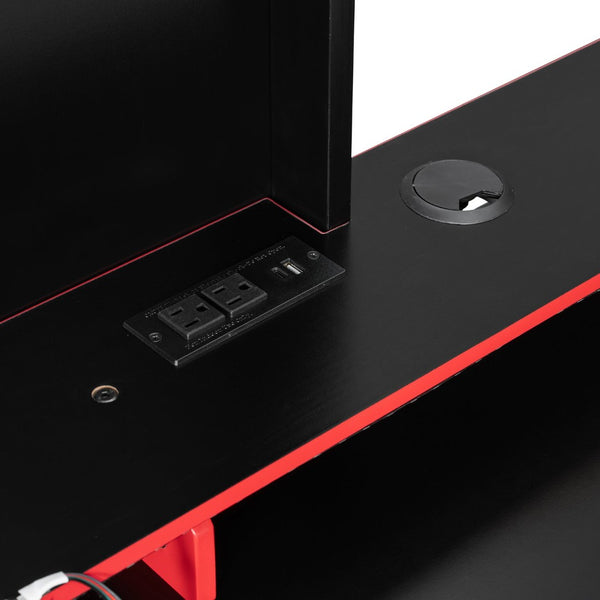 English Elm Full Size Gaming Loft Bed with Rgb Lighting Built-in Desk and Usb Charging Ports LT000275AAJ