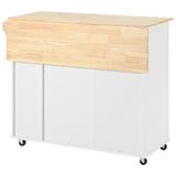 English Elm K&K Kitchen Island With Drop Leaf, Kitchen Storage Cart With 3 Tier Pull Out Cabinet Organizer, Internal Storage Rack, Rolling Kitchen Cart On Wheels With Towel Rack, 2 Drawers, For Kitchen, White