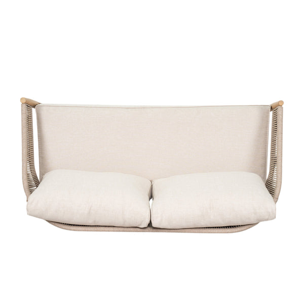 English Elm Christopher Knight Home® - Verona Outdoor Acacia Wood Loveseat With Beige Cushion, Handwoven Rope Detail For Stylish Comfort N775P309257A