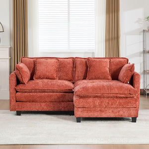 English Elm Cloud Loveseat Modern Sectional with Chenille Upholstery for a Cozy Living Space Orange W1143S00059