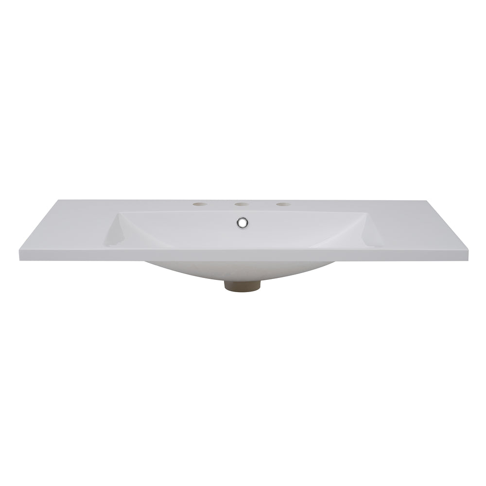 English Elm 36''x18'' Resin Bathroom Sink Top 8" Centerset with Overflow, Drop-In/Undermount Vanity Basin White Durable N710P175752K