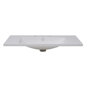 English Elm 36''x18'' Resin Bathroom Sink Top 8" Centerset with Overflow, Drop-In/Undermount Vanity Basin White Durable N710P175752K