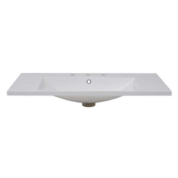 English Elm 36''x18'' Resin Bathroom Sink Top 8" Centerset with Overflow, Drop-In/Undermount Vanity Basin White Durable N710P175752K