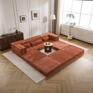 English Elm Compression Modular Sofa Bed – Cozy, Versatile 3-Seater With Ottoman, Soft Fleece, No Assembly Needed! W3723S00022