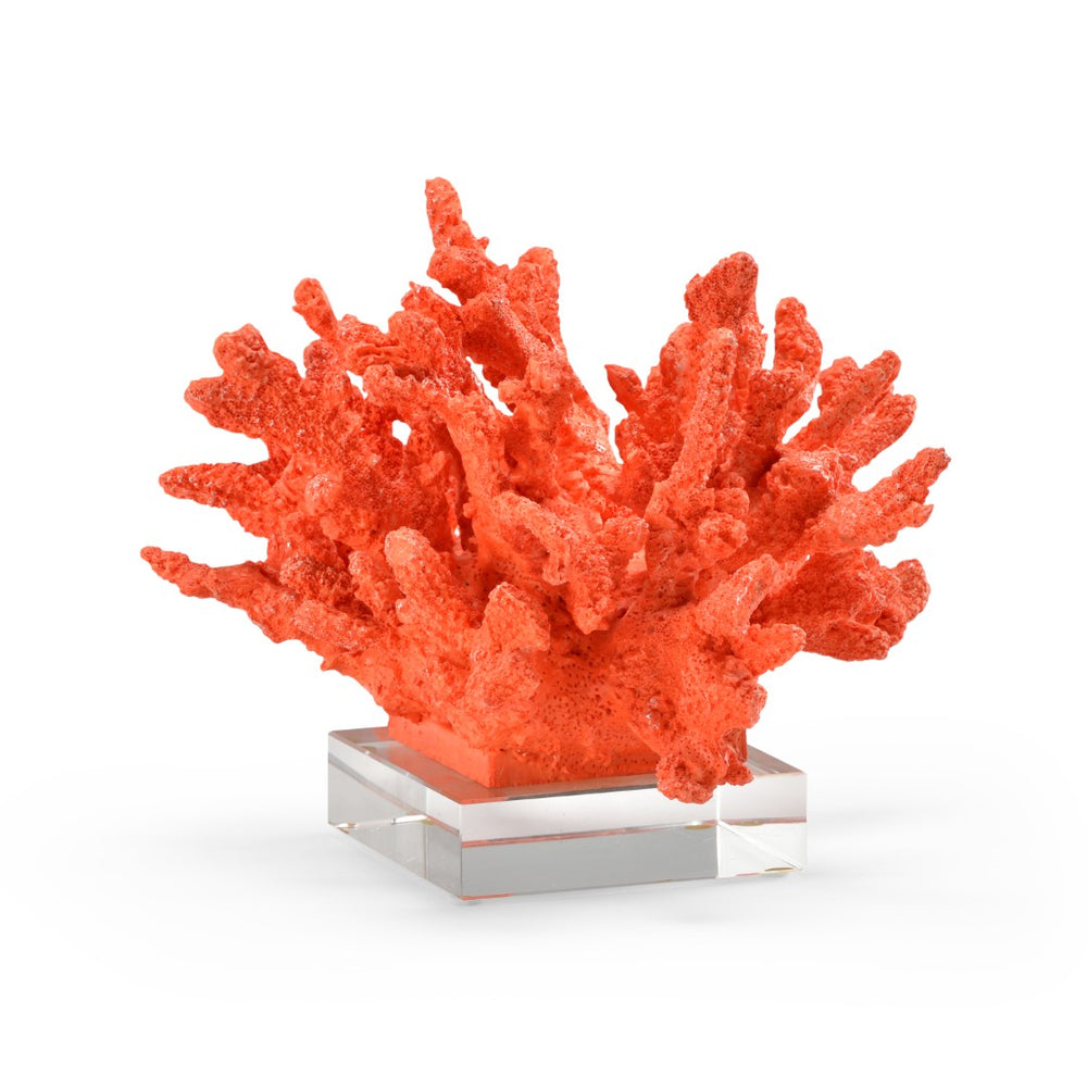 Wildwood Coral Vibrant Red Faux Coral On Clear Crystal Base — Mediterranean Coastal Accent, Tabletop Focal Piece 292625