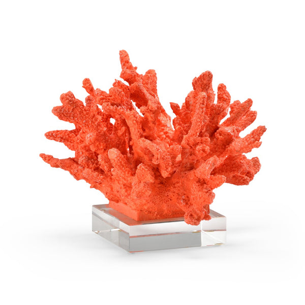 Wildwood Coral Vibrant Red Faux Coral On Clear Crystal Base — Mediterranean Coastal Accent, Tabletop Focal Piece 292625