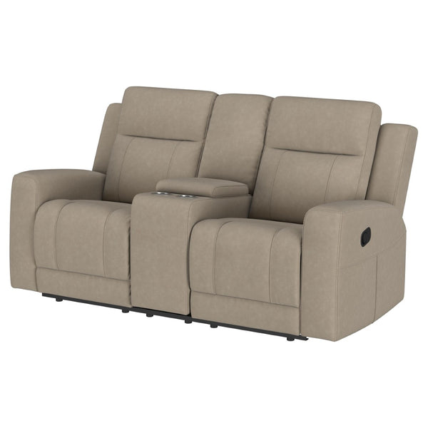 English Elm Slater Manual Reclining Loveseat with Center Console and Suede Leatherette Upholstery Taupe B062P440395