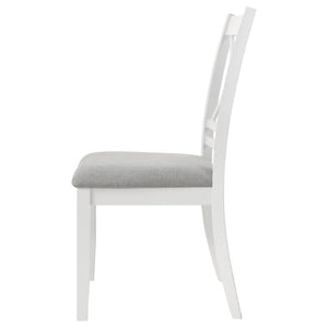 English Elm Evanston Farmhouse X-back Dining Chairs White Hardwood Set with Gray Upholstered Seats B062P441454