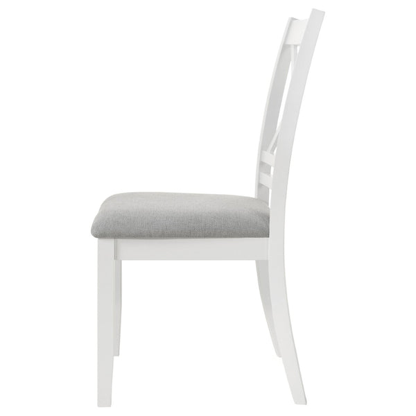 English Elm Evanston Farmhouse X-back Dining Chairs White Hardwood Set with Gray Upholstered Seats B062P441454