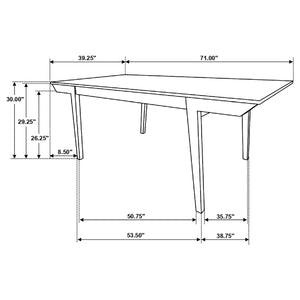 English Elm Prospect Natural Acacia Rectangular Dining Table with Off-White Flared Legs, Angled Apron Chic B062P358451