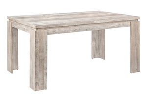 English Elm Dining Table Taupe 60" Reclaimed Wood Look Rectangular Seating for 6 Thick Block Legs Modern Durable Stylish B2710P286987