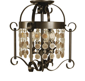 Framburg 4-light Elegant Naomi Flush Mount Light Featuring Stunning Mica And Crystal Strands Made In Usa Mahogany Bronze Metal 2927 Mb