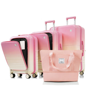 English Elm Luggage Hard Shell 3 Piece Set with Usb Port Spinner Wheels and Front Access Panel N726P197971P