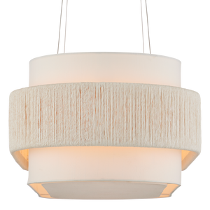Monreale Oval Chandelier - Eco-Friendly Modern Design with White Shantung Shade & Adjustable Height