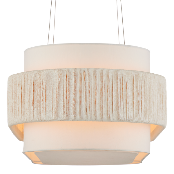 Monreale Oval Chandelier - Eco-Friendly Modern Design with White Shantung Shade & Adjustable Height