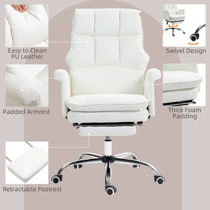 English Elm Homcom Executive Office Chair - Ergonomic Pu Leather Desk Chair With Footrest, Recline & Swivel W2225P250010
