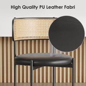 English Elm Adjustable Swivel Barstools Set of 2 Pu Leather Industrial Mid-century Kitchen Island Seating Black T3623P433769