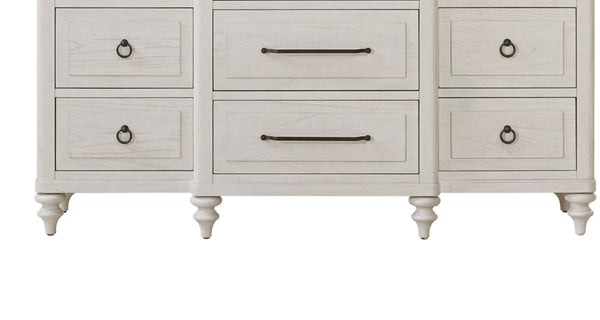 English Elm Triple Triple Desser Mindi Veneer Cement & Sand Finish - Cedar & Felt Lined Drawers, Turned Legs, Ample Storage B2699P395253