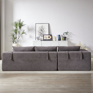 English Elm Modern Chenille Upholstered Sectional Sofa Set - 108" L Shaped Couch With 6 Pillows For Living Room W834S00400