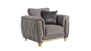 English Elm Leena Modern Upholstered Accent Chair with Gold Accents, Plush Seat & Durable Wood Frame, Gray B009P264616