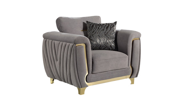 English Elm Leena Modern Upholstered Accent Chair with Gold Accents, Plush Seat & Durable Wood Frame, Gray B009P264616