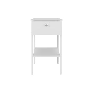 English Elm Nightstand, Compact 1-Drawer + Open Shelf, Elevated 4-Leg Engineered Wood, White, Ready-to-Assemble B097P369424