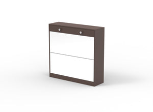 English Elm Mirror Shoe Cabinet with Mirror & Drawer Storage, 4-Tier 16-Pair Organizer, Bright Brown MDF Entryway Unit W760P206336