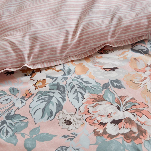 English Elm 5-piece Reversible Floral Comforter Set Vintage Romantic Blush Polyester Twin Xl Bedding B035P408234