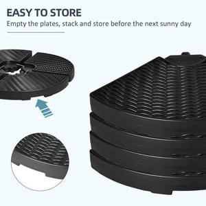 English Elm Outsunny Heavy-Duty Patio Umbrella Base Weights - 4-Piece Set, Fillable, Weather-Resistant Black W2225P174148-GIGA