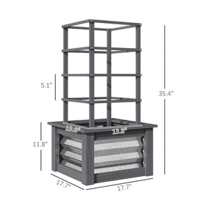 English Elm Versatile Raised Garden Bed with Trellis Fir Wood Galvanized Steel Patio Planter T3971P422655