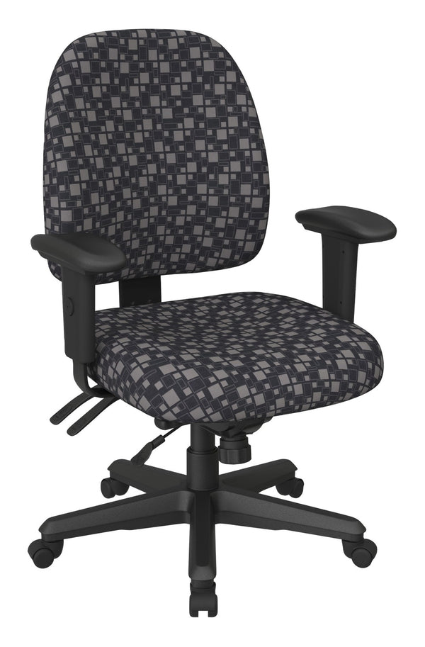 OSP Home Furnishings Ergonomics Chair Adjustable Lumbar Support Seat for Productive Home Office Comfort Steely 43808-K108