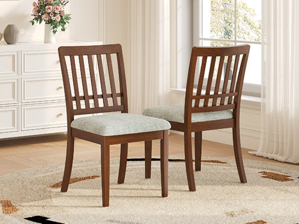 English Elm 2-piece Scandinavian Rubberwood Dining Chair Set with Curved Backrest and Padded Fabric Seat Brown N752P405934D