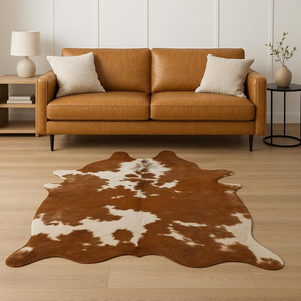 HomeRoots 6' X 7' Cowhide Animal Print Area Rug - Rustic Chic Design for Modern Living Spaces and Décor Brown/White 293173