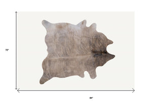 Homeroots 6' X 7' Light Taupe And Brown Exotic Cowhide  Rug  Cowhide 293177