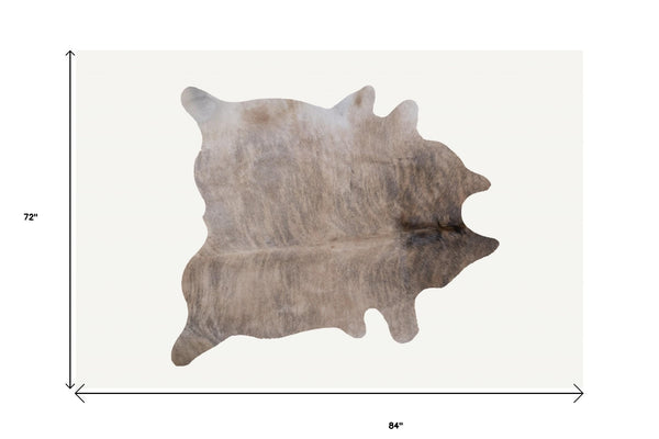 Homeroots 6' X 7' Light Taupe And Brown Exotic Cowhide  Rug  Cowhide 293177