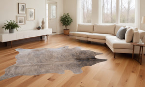 Homeroots 6' X 7' Light Taupe And Brown Exotic Cowhide  Rug  Cowhide 293177