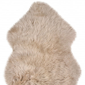 Homeroots Taupe Animal Print Area Rug Taupe Genuine Sheepskin 293183