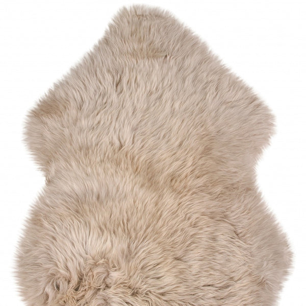 Homeroots Taupe Animal Print Area Rug Taupe Genuine Sheepskin 293183
