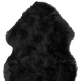 Homeroots 2' X 3' Black Shag Sheepskin Area Rug Black Genuine Sheepskin 293184